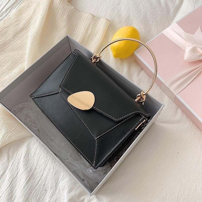 Contrast Leather Crossbody Shoulder Bag