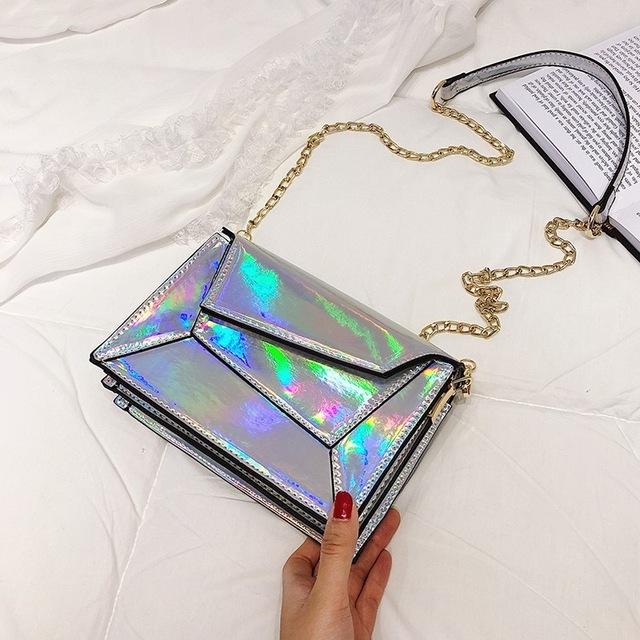 Contrast Leather Crossbody Shoulder Bag
