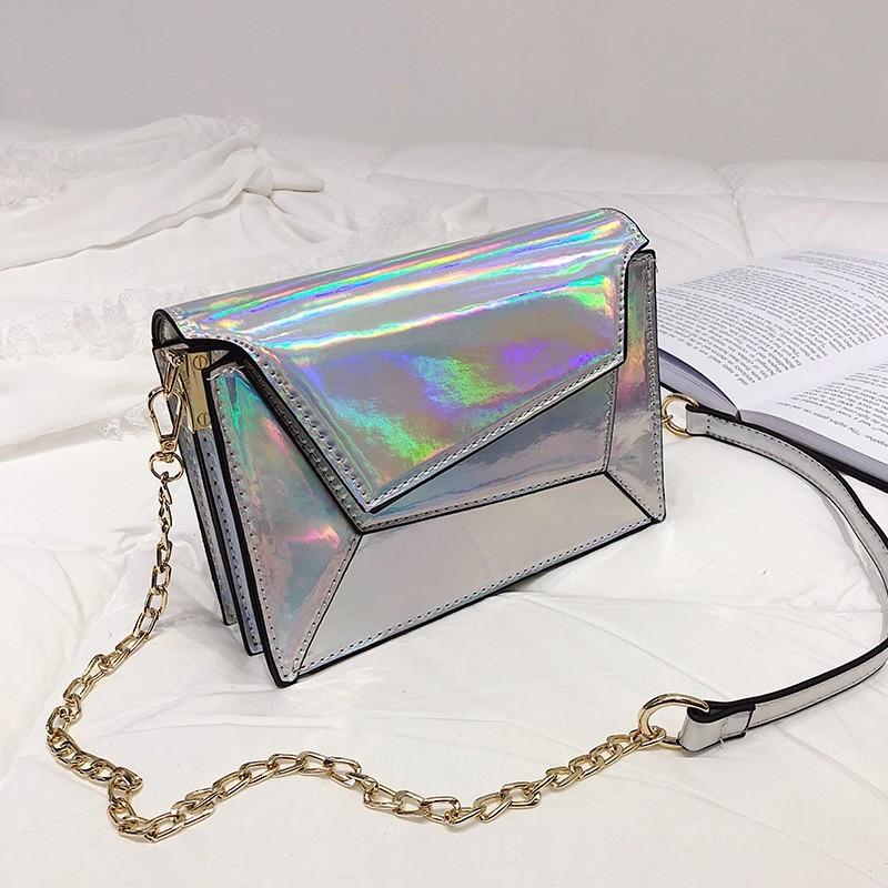 Contrast Leather Crossbody Shoulder Bag
