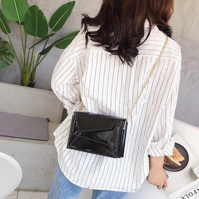 Contrast Leather Crossbody Shoulder Bag