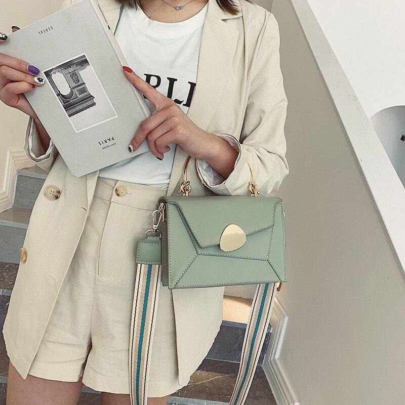 Contrast Leather Crossbody Shoulder Bag