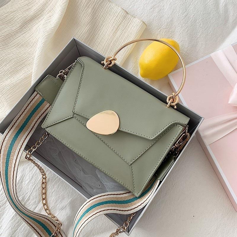 Contrast Leather Crossbody Shoulder Bag