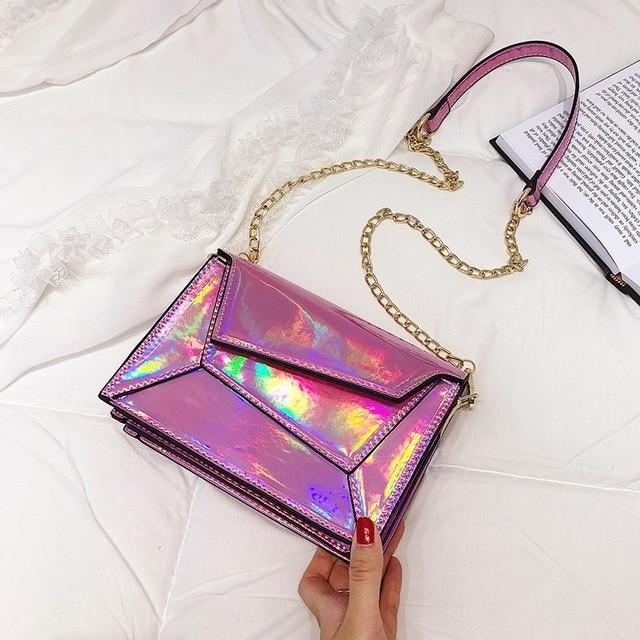 Contrast Leather Crossbody Shoulder Bag