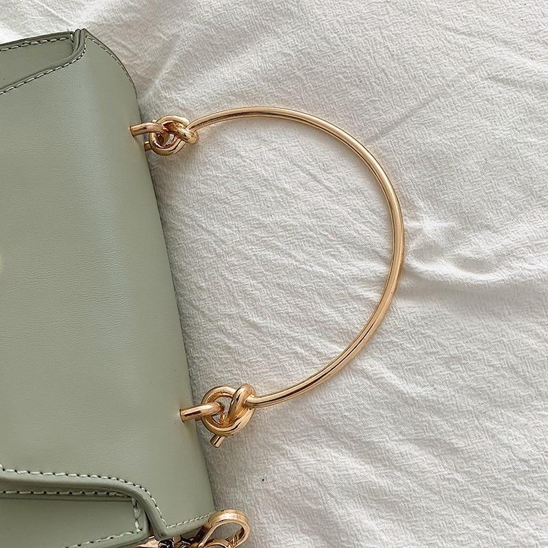 Contrast Leather Crossbody Shoulder Bag