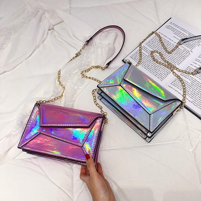 Contrast Leather Crossbody Shoulder Bag