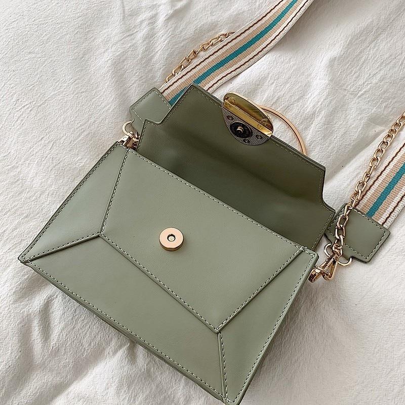 Contrast Leather Crossbody Shoulder Bag