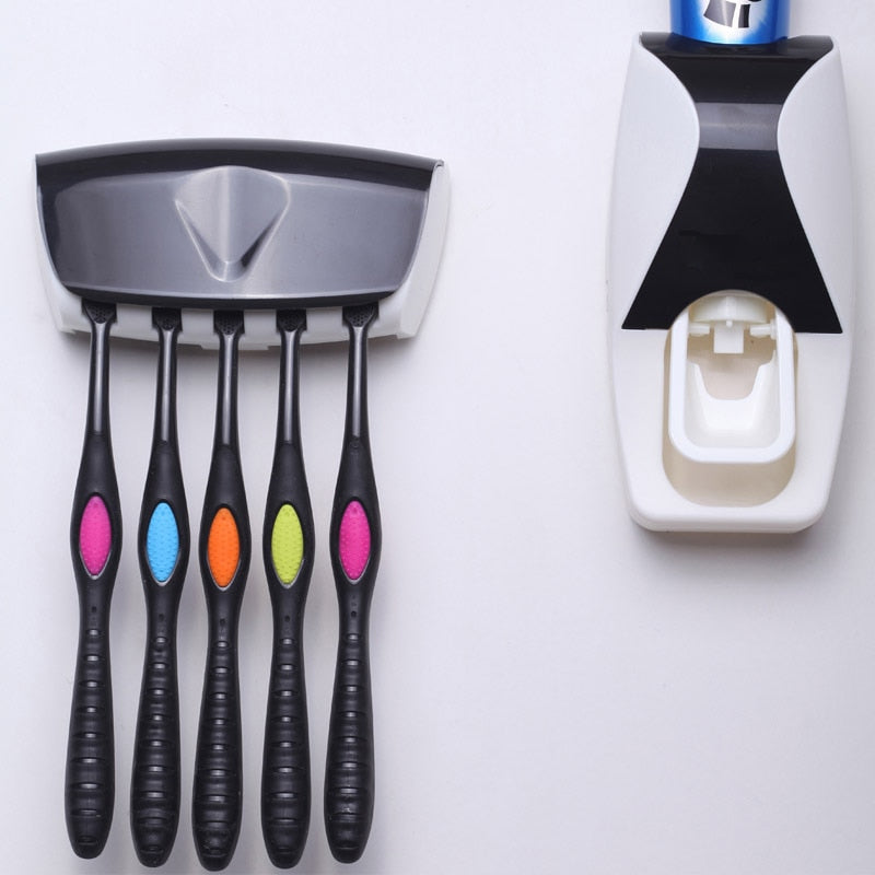 Automatic Toothpaste Dispenser & Toothbrush Holder