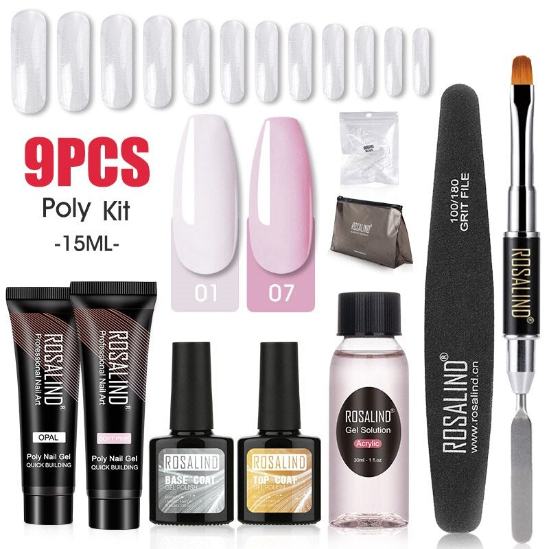Professional Poly Nail Gel Kit: 6 - 9 Piece Sets