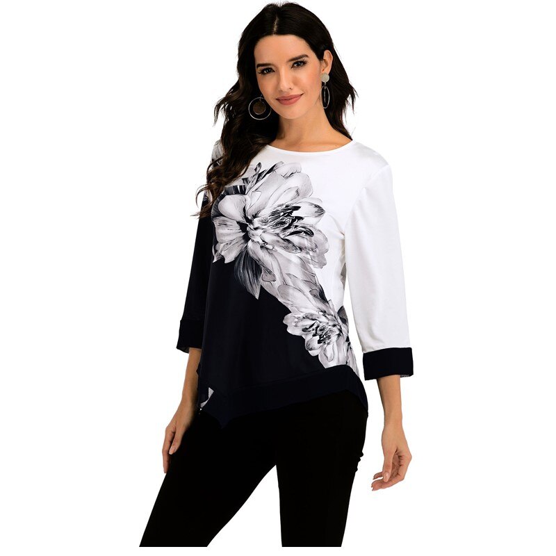 Ladies Casual Summer Top with Floral Print