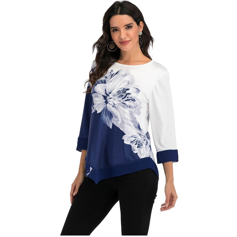Ladies Casual Summer Top with Floral Print