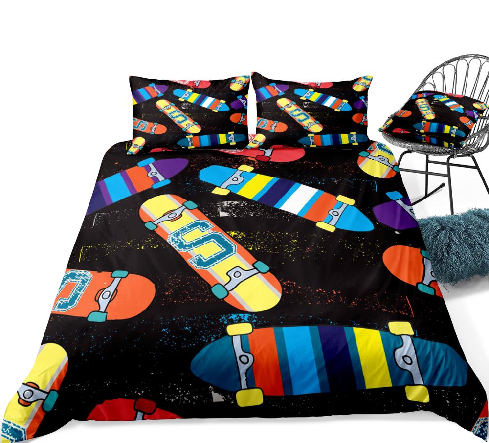 Boys Skateboard Cartoon Duvet Cover Set