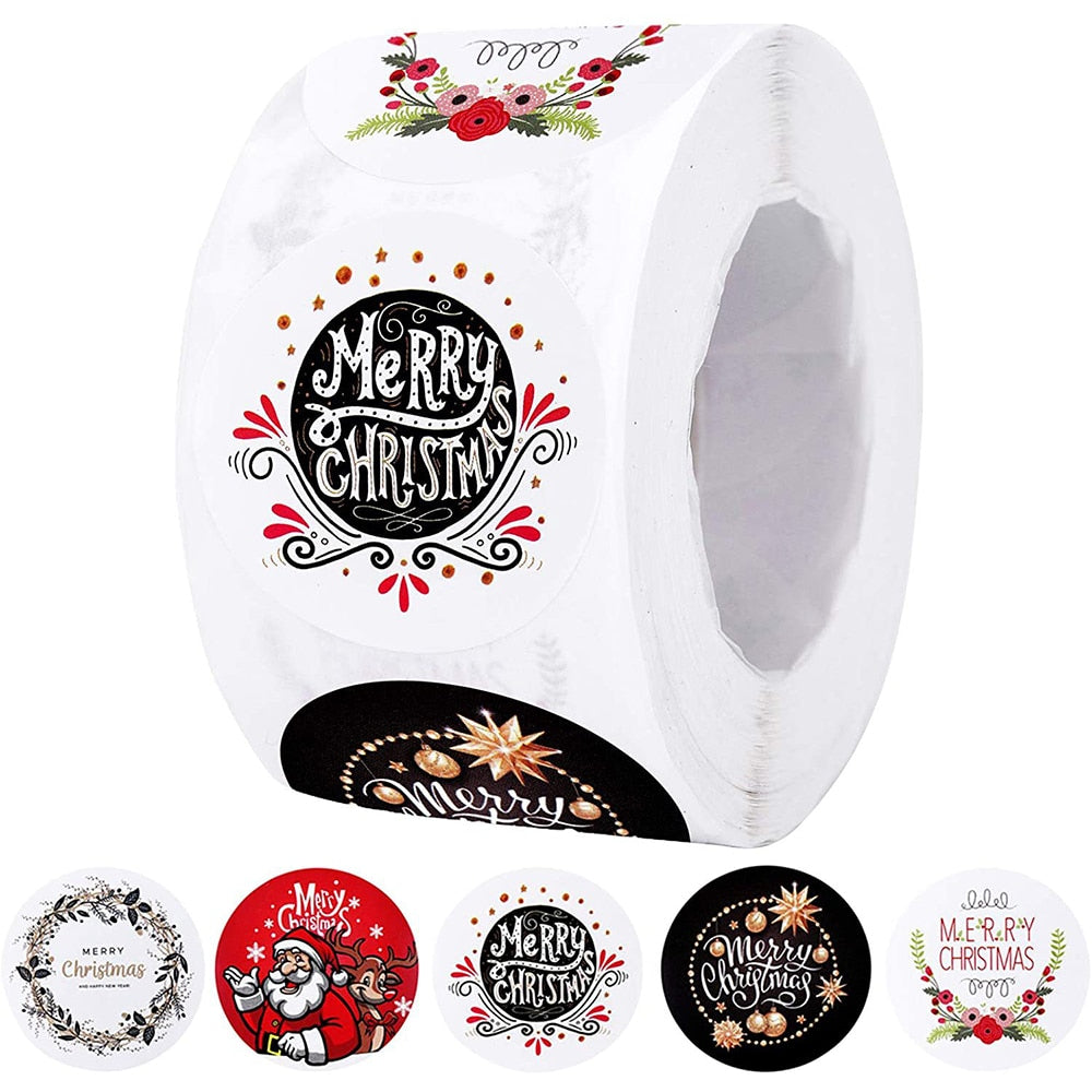 100-500 piece Merry Christmas Stickers