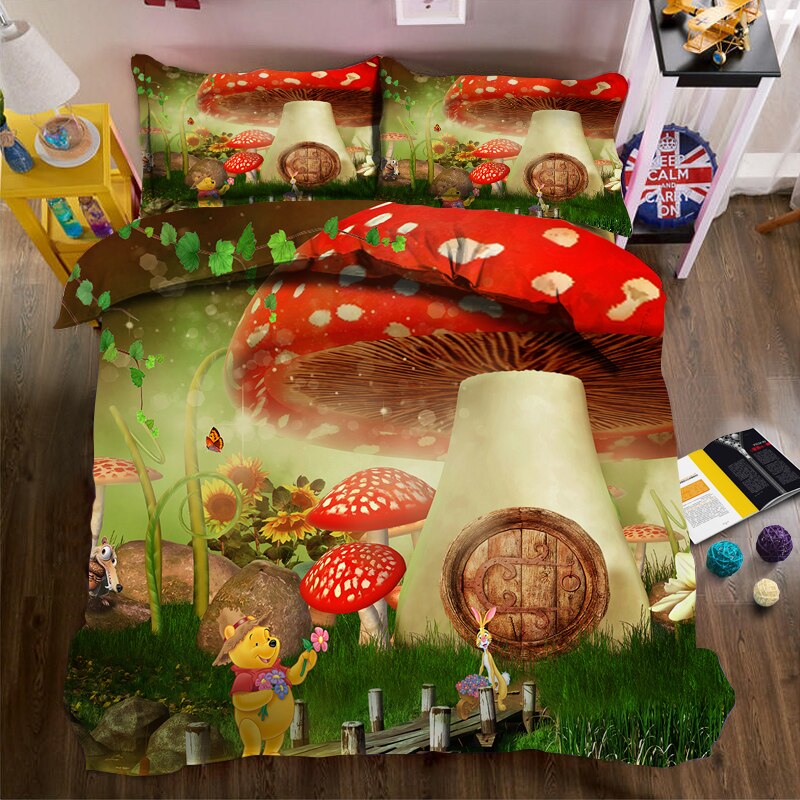 Fairytale Mushroom castle 3d Printed Bedding Duvet Cover set