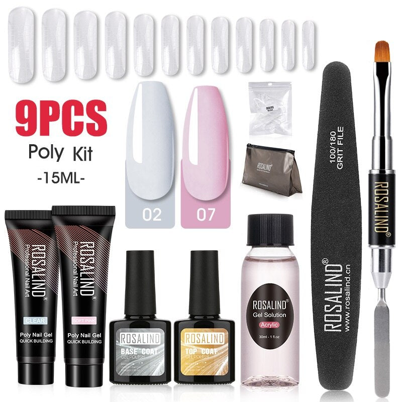 Professional Poly Nail Gel Kit: 6 - 9 Piece Sets