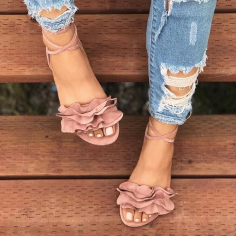 Women’s Flats Ankle Strap Handmade Beaded Sandals