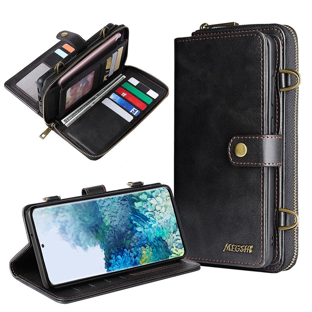 Samsung Galaxy Case Wallet - Detachable Wallet, Shoulder Strap and Phone