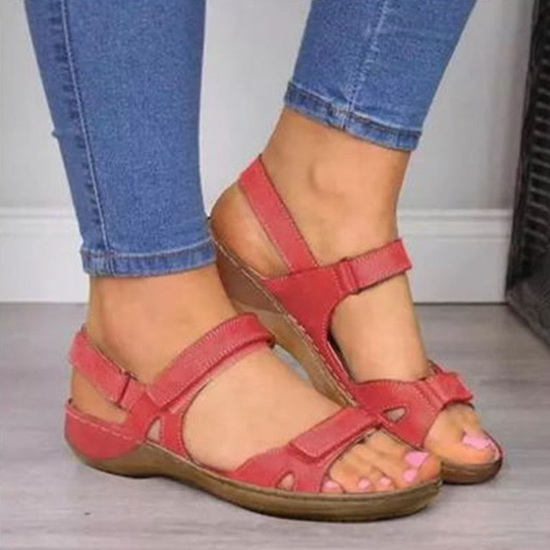 Womens Flats Sandals - Three Color Stitching