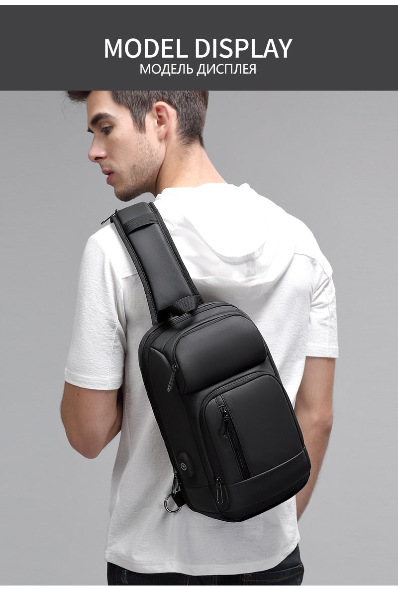 Crossbody Backpack Fits a 9.7 inch Tablet with USB Charger Waterproof Design