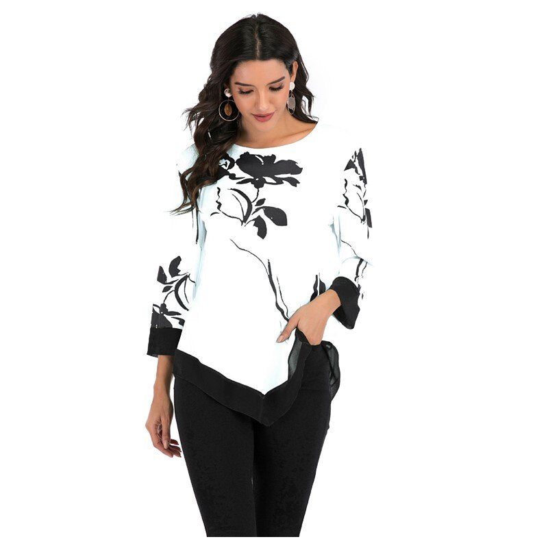 Ladies Casual Summer Top with Floral Print