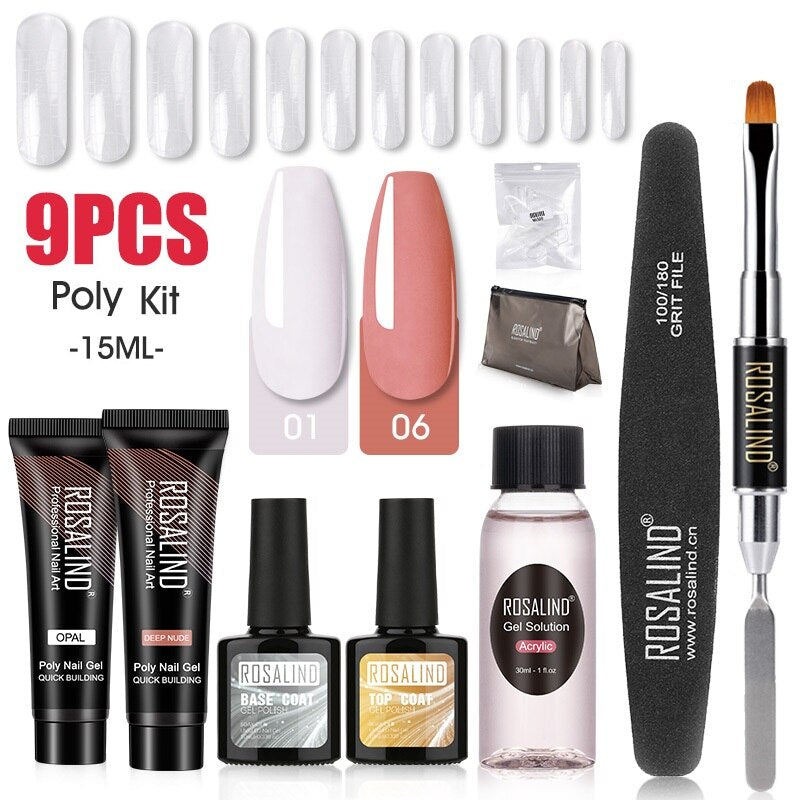 Professional Poly Nail Gel Kit: 6 - 9 Piece Sets