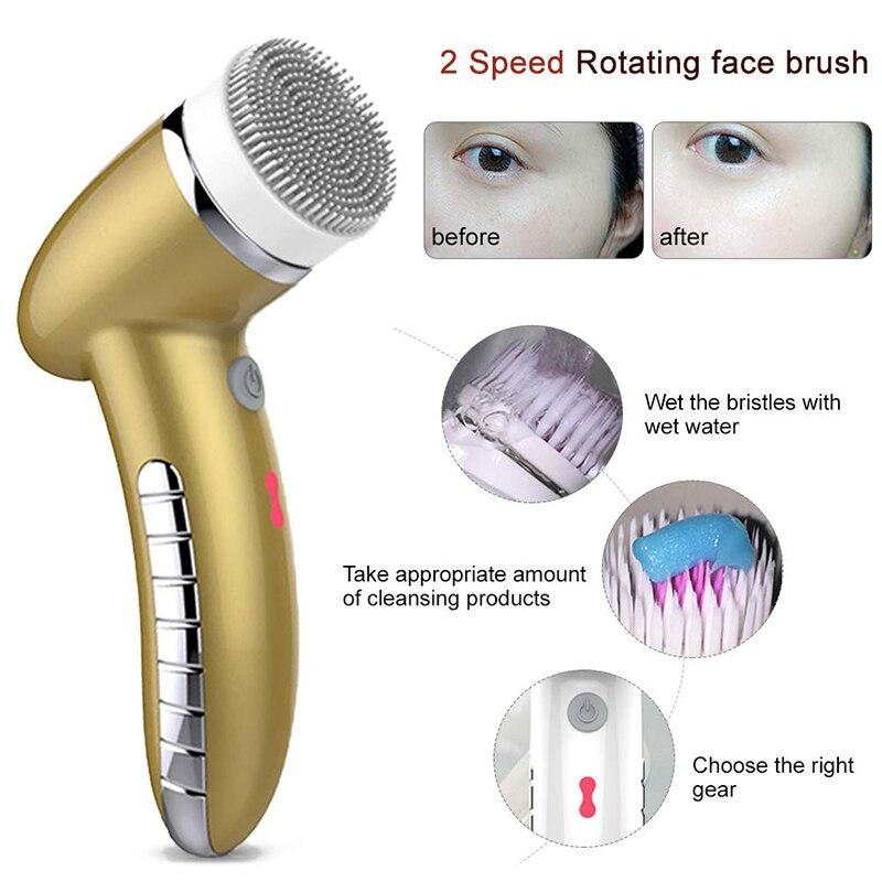 360 Degree Rotation Mini Face Cleanser Brush - Deep Pore Cleansing + Face Massage