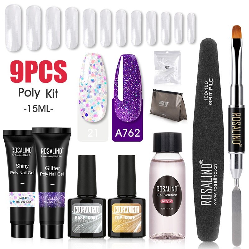 Professional Poly Nail Gel Kit: 6 - 9 Piece Sets