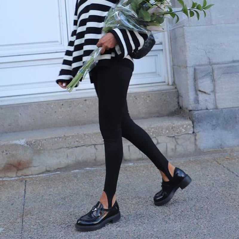 Women's Beige Ribbed Knit Leggings