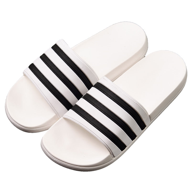 Unixes Slides - Flip-Flops - Black & White Striped Casual Summer Shoes