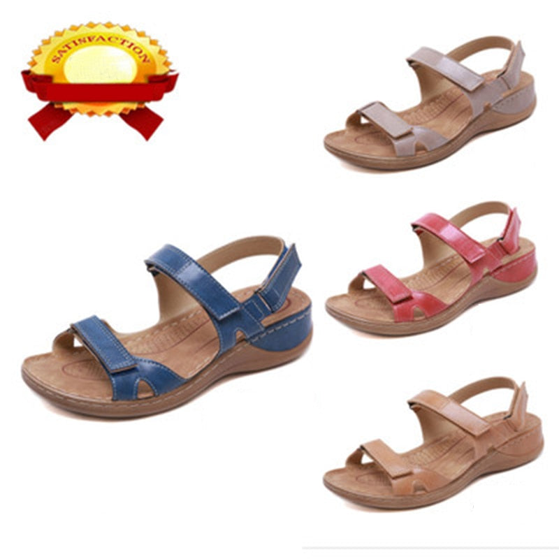 Womens Flats Sandals - Three Color Stitching