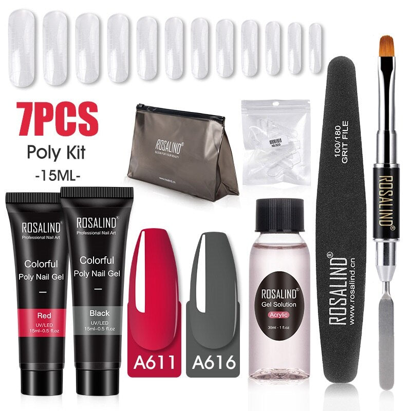Professional Poly Nail Gel Kit: 6 - 9 Piece Sets
