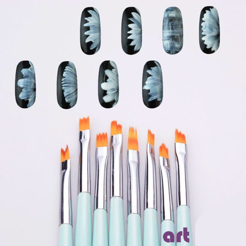 8pcs/set Nail Art French Brushes - Mint Green