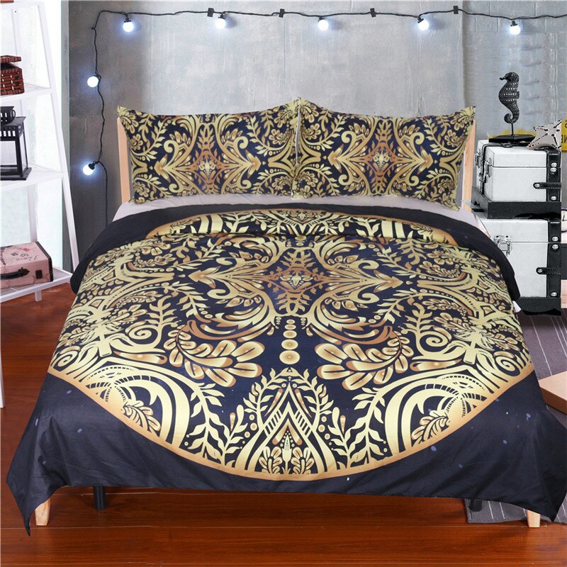 Flower Love Gold Luxurious 3D Bedding Sets Printed Duvet Cover Set Queen King Twin Size