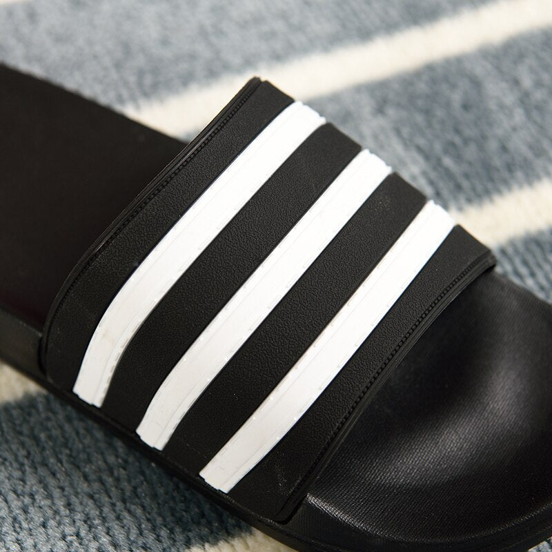 Unixes Slides - Flip-Flops - Black & White Striped Casual Summer Shoes