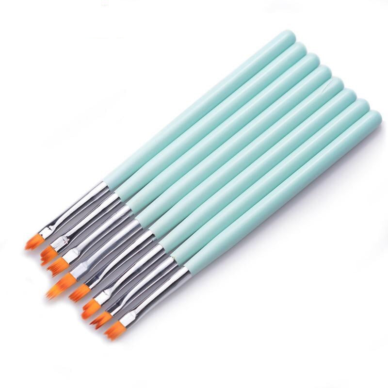 8pcs/set Nail Art French Brushes - Mint Green