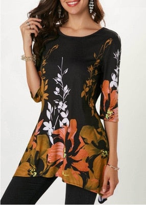 Ladies Casual Summer Top with Floral Print