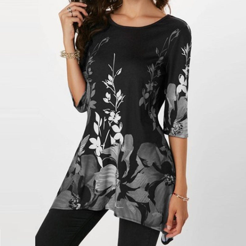 Ladies Casual Summer Top with Floral Print