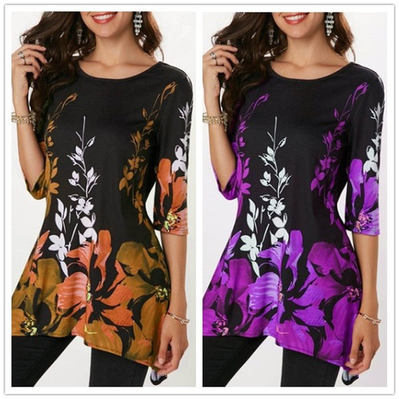 Ladies Casual Summer Top with Floral Print