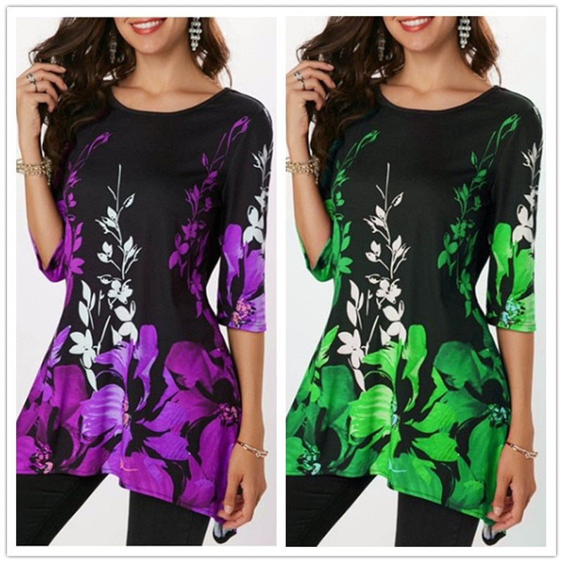 Ladies Casual Summer Top with Floral Print