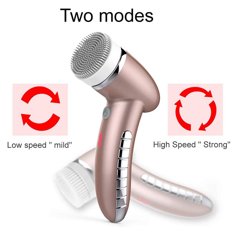 360 Degree Rotation Mini Face Cleanser Brush - Deep Pore Cleansing + Face Massage