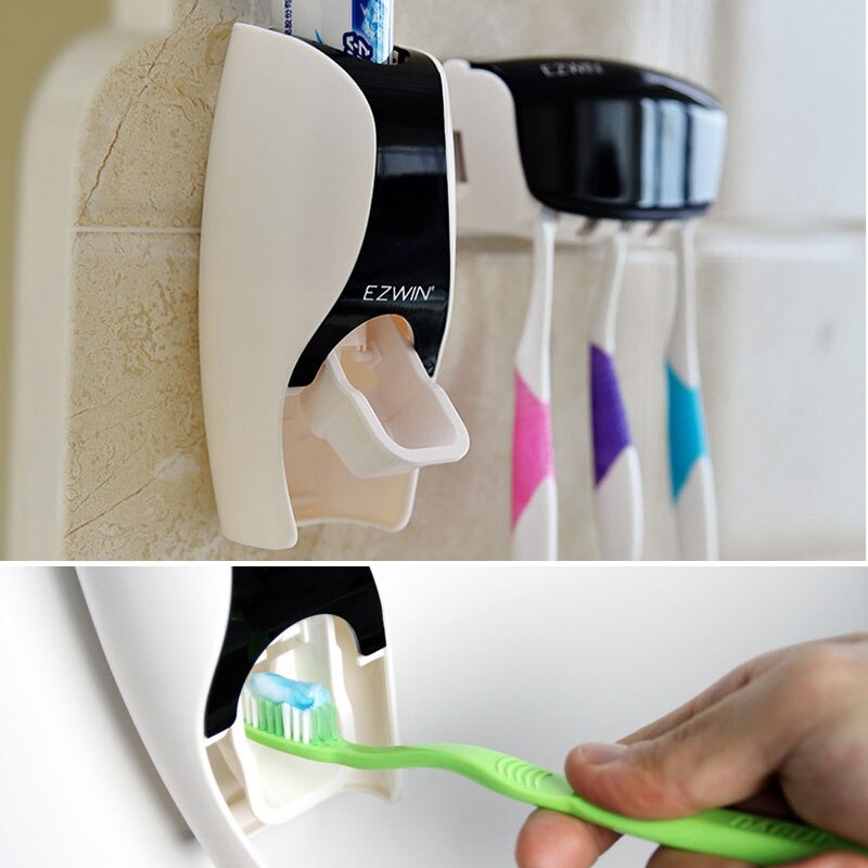 Automatic Toothpaste Dispenser & Toothbrush Holder