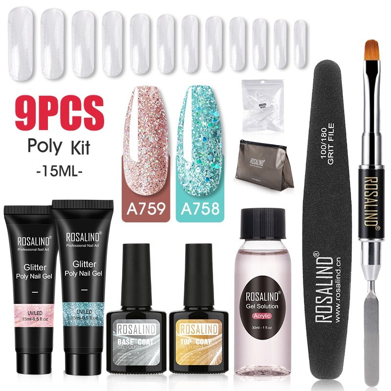 Professional Poly Nail Gel Kit: 6 - 9 Piece Sets