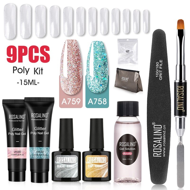 Professional Poly Nail Gel Kit: 6 - 9 Piece Sets