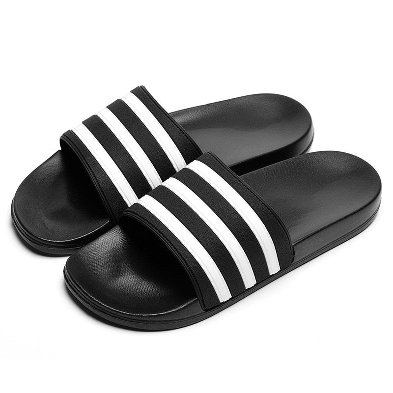 Unixes Slides - Flip-Flops - Black & White Striped Casual Summer Shoes