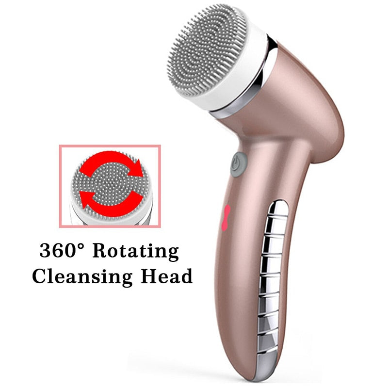 360 Degree Rotation Mini Face Cleanser Brush - Deep Pore Cleansing + Face Massage