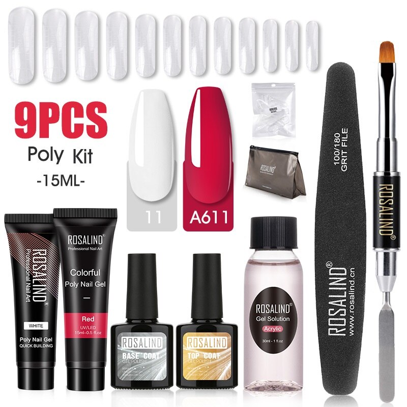 Professional Poly Nail Gel Kit: 6 - 9 Piece Sets