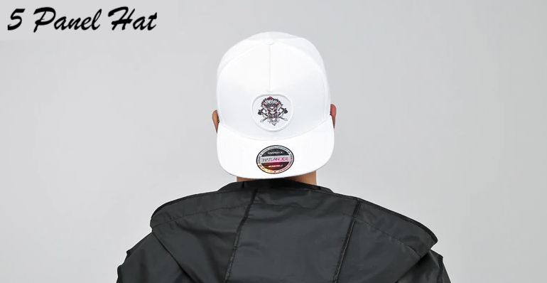 5 panel flat bill baseball cap