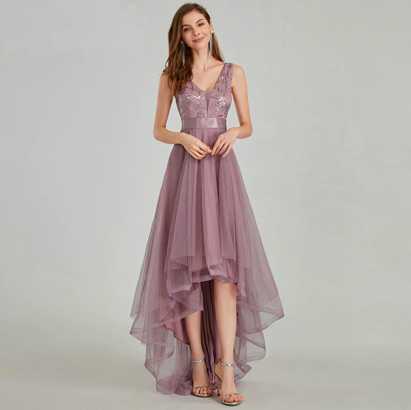 Classy Womens Asymmetrical Tulle Ladies Prom Dress