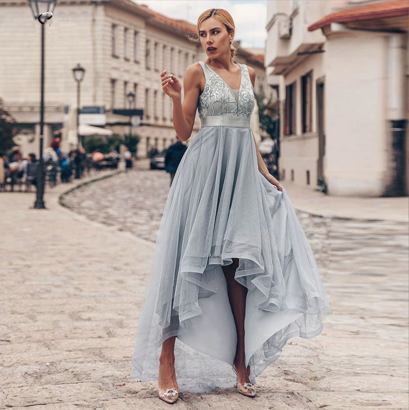 Classy Womens Asymmetrical Tulle Ladies Prom Dress