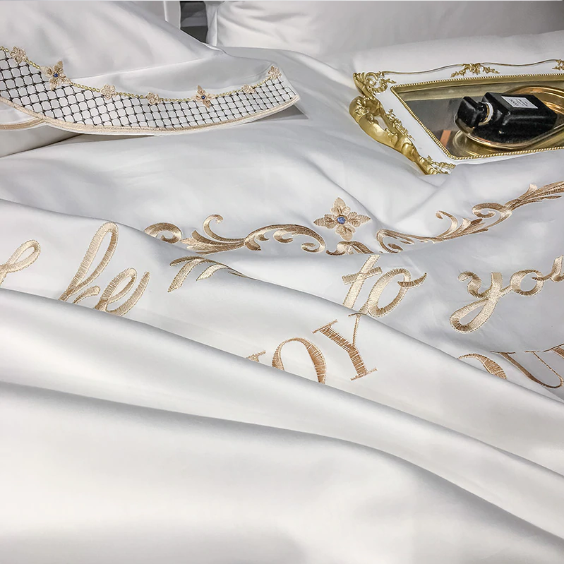 Luxury Duvet Cover 4 Piece Set - Royal Embroidery Linen