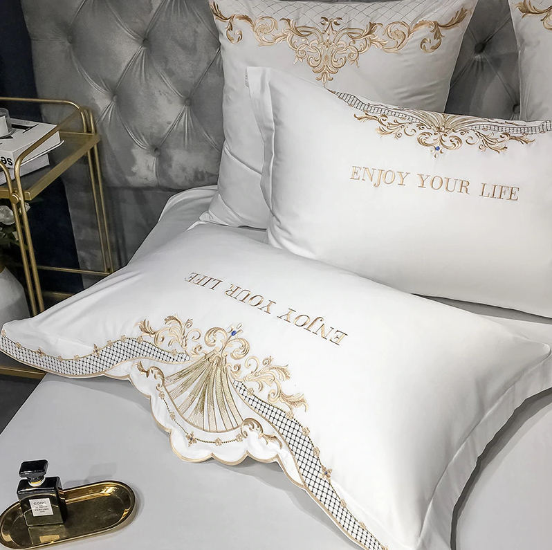 Luxury Duvet Cover 4 Piece Set - Royal Embroidery Linen